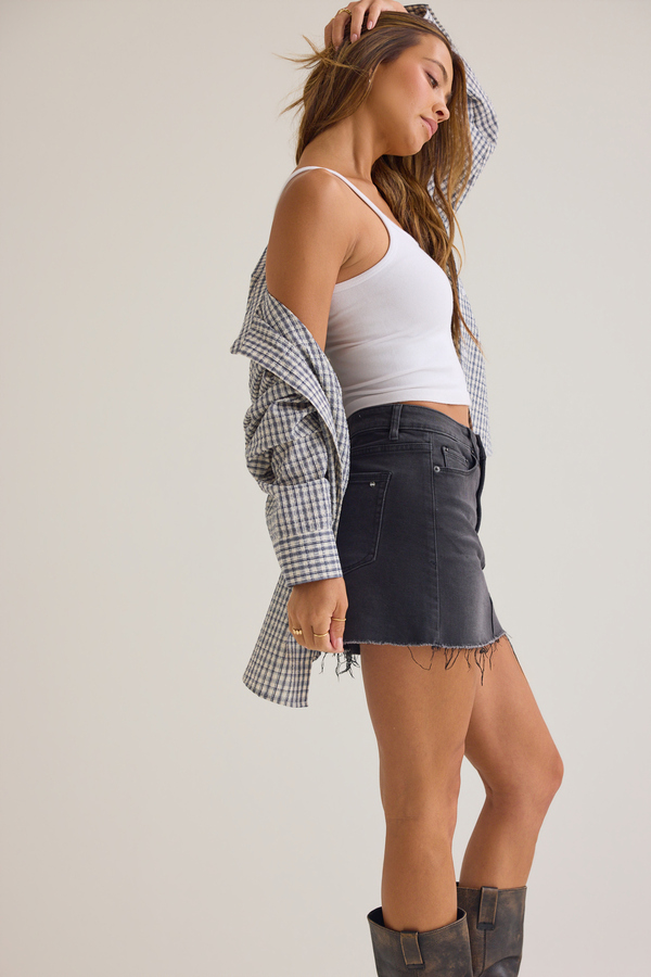 Sofia Raw Hem Mini Skirt Detail 5 - Altar'd State