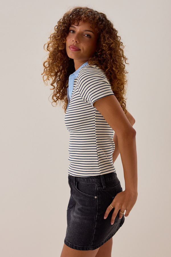 Erina Striped Henley Top Detail 3 - Altar'd State