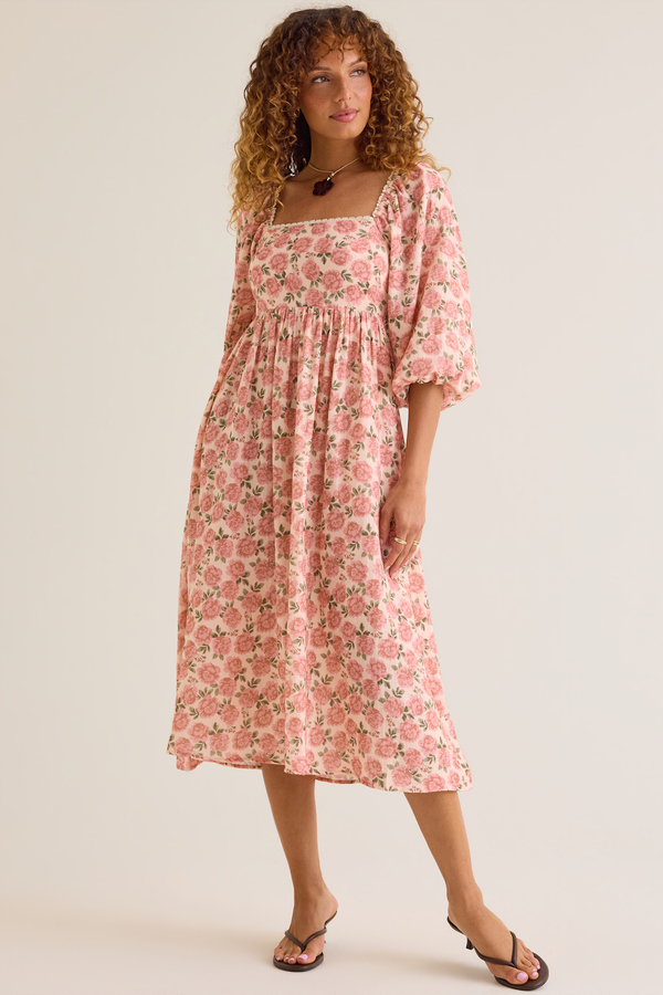 Zainy Floral Midi Mama Dress - Altar'd State