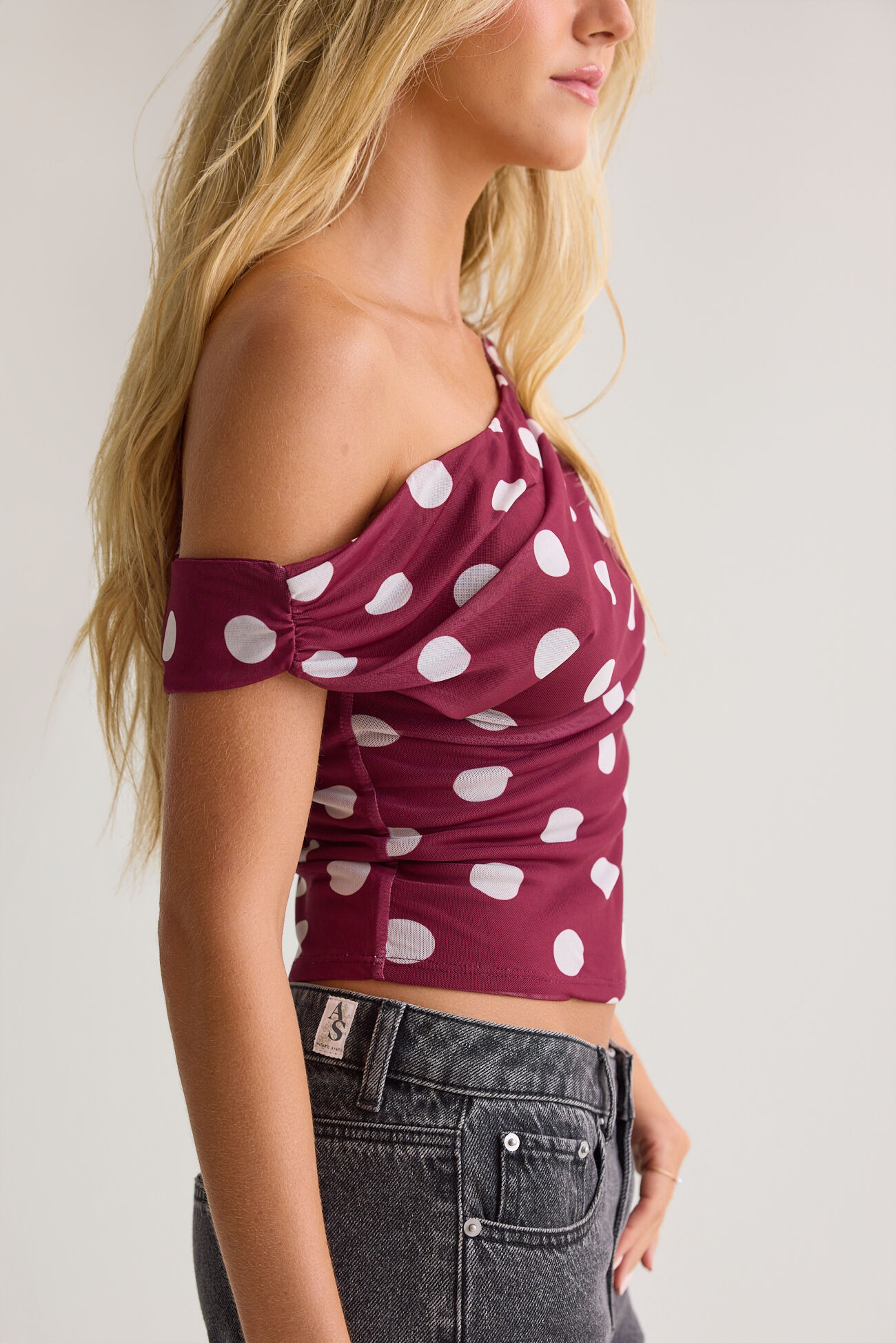 Nola Off-Shoulder Dot Top