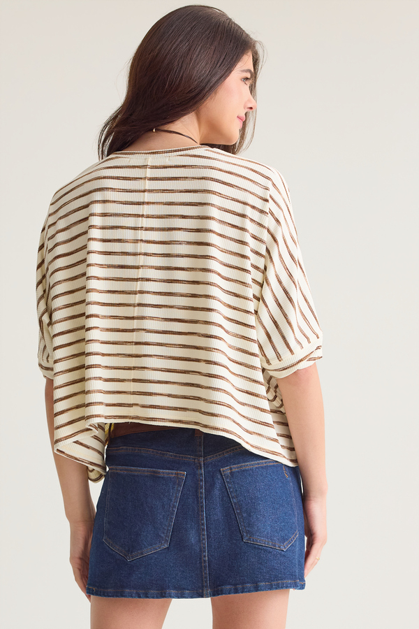 Belle Striped Boxy Tee Detail 4 - Altar'd State