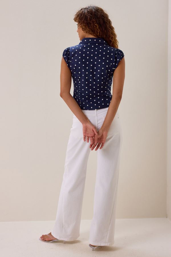 Lilianna Button Up Dot Top Detail 3 - Altar'd State