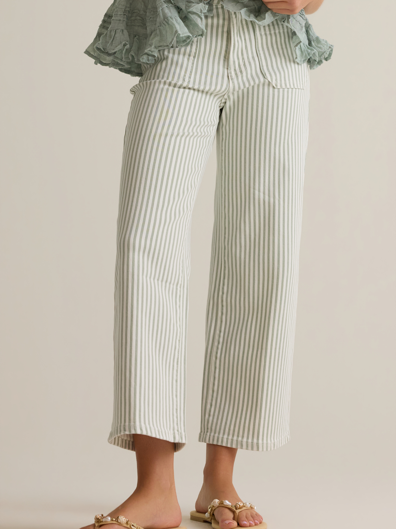 Willow Stripe Pants in Ivory & Sage | Altar'd State