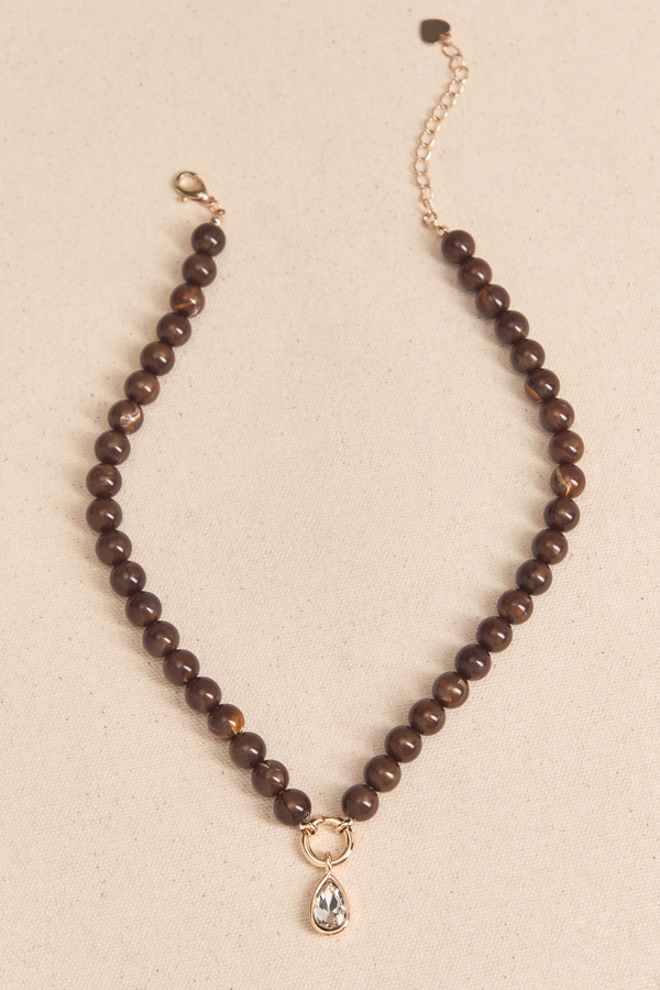 Beaded Bezel Charm Necklace Detail 2 - Altar'd State