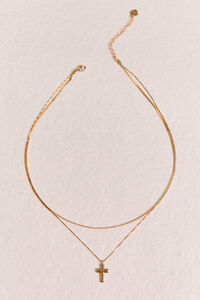 18K Gold Layered Faith Cross Necklace Detail 2 - Altar'd State