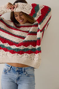 Carol Christmas Stripe Pullover - Altar'd State