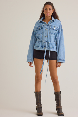 Lianna Tie-Waist Denim Jacket - Altar'd State - 