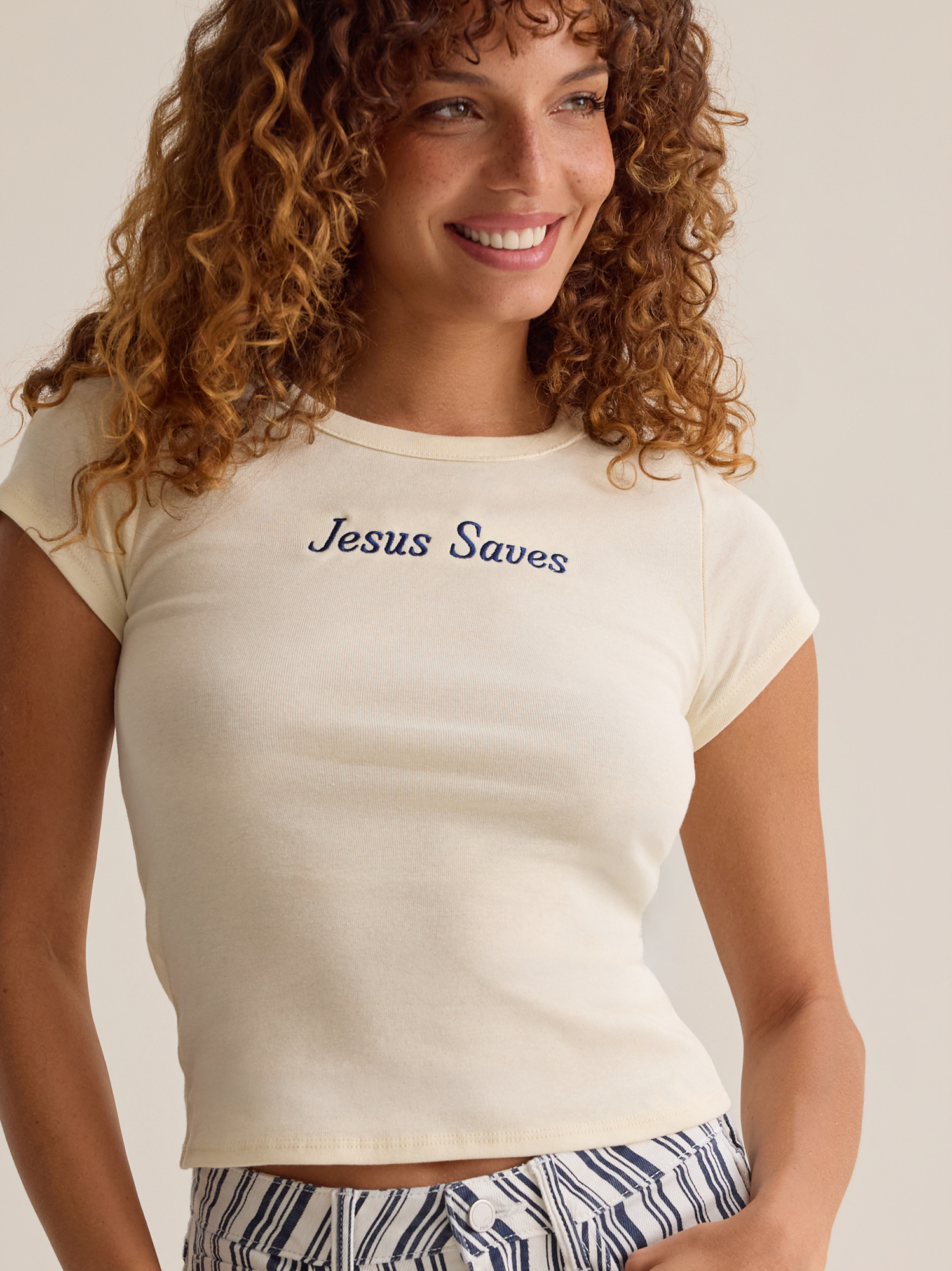 Jesus Saves Baby Tee in Afterglow | Altar'd State