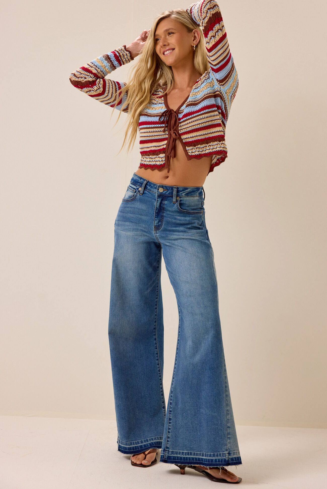 Moore Multi Stripe Crochet Cardigan