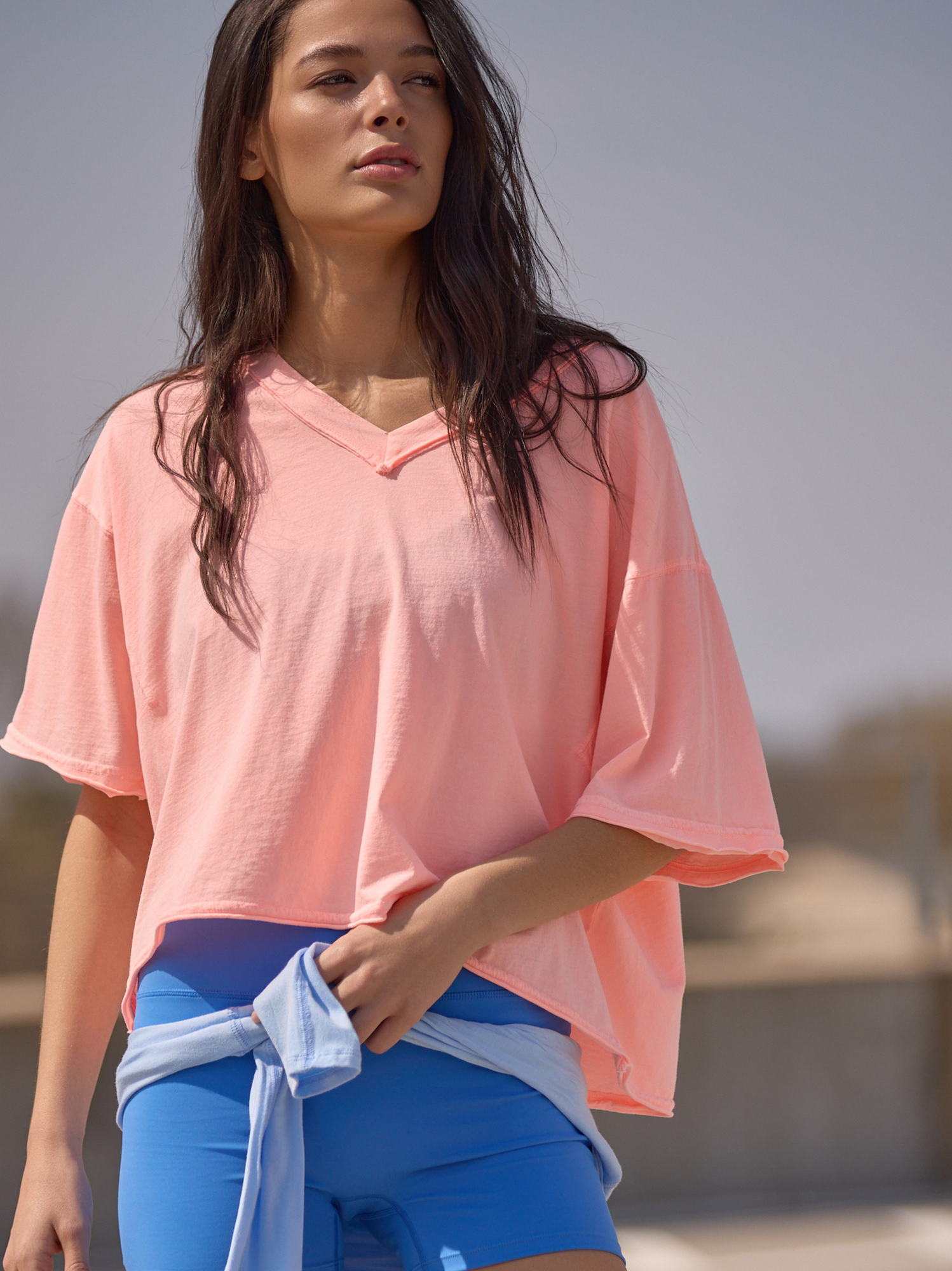 Interval Boxy Tee in Neon Peach | AS Revival