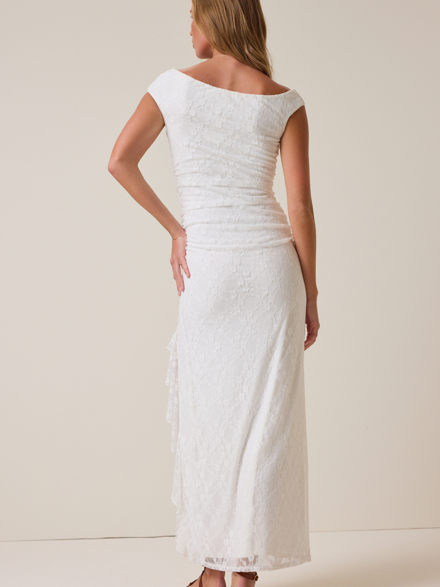 Altar'd State | Gabi Maxi Dress | OFF-WHITE | Material: 84% Nylon, 16% Spandex, Lining: 100% Polyester | L