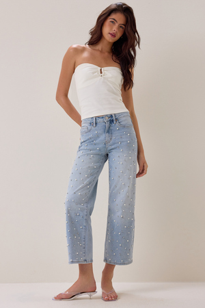 Brooklyn Embellished Straight Leg Jeans - Altar'd State - 