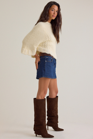 Carmen Cable Knit Poncho Sweater - Altar'd State - 