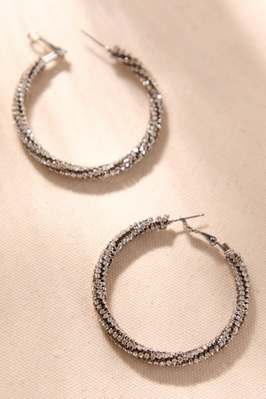 Starlight Rhinestone Hoop Earrings - Altar'd State - 