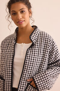 Gingham Glide Quilted Jacket in Black | Altar'd State