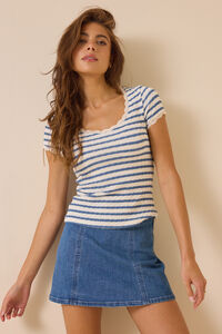 Shivani Striped Lace Trim Tee - Altar'd State