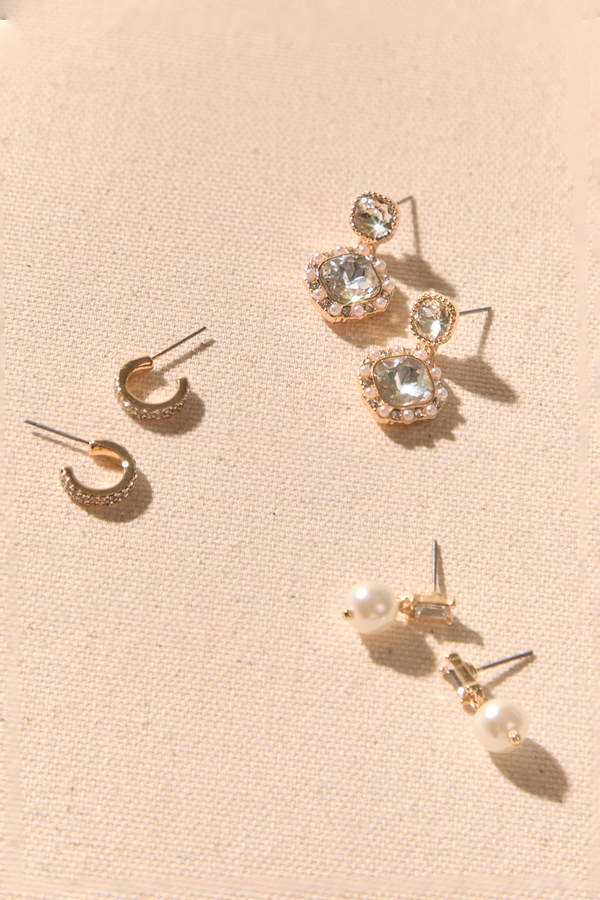 Crystal & Pearl Earring Set Detail 2 - Altar'd State