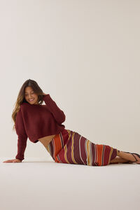Asher Bias Stripe Midi Skirt Detail 7 - Altar'd State