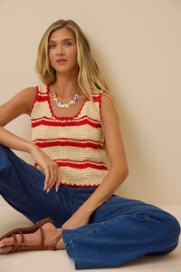 Regan Striped Crochet Tank Detail 3 - Altar'd State