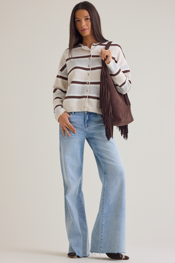 Toni Multi Stripe Button Cardigan - Altar'd State