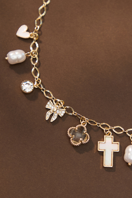 Cross Pearl Charm Necklace - Altar'd State
