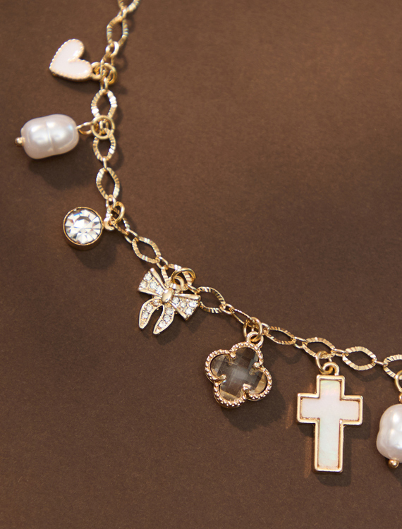 Cross Pearl Charm Necklace Detail 1 - Altar'd State