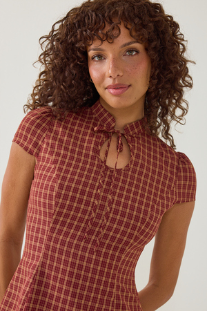 Rebekah Plaid Mini Dress - Altar'd State - 