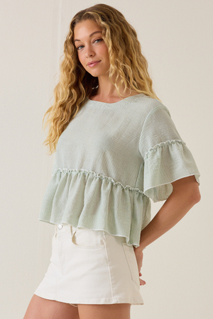 Calista Stripe Peplum Top - Altar'd State