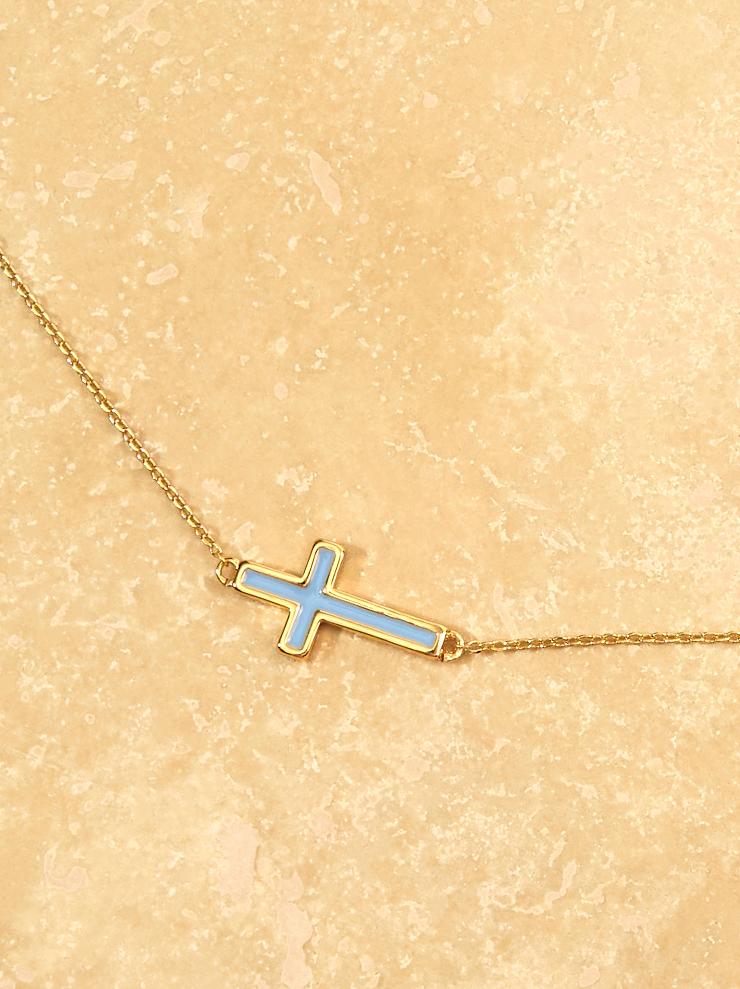 18K Gold Blue Cross Necklace | Altar'd State