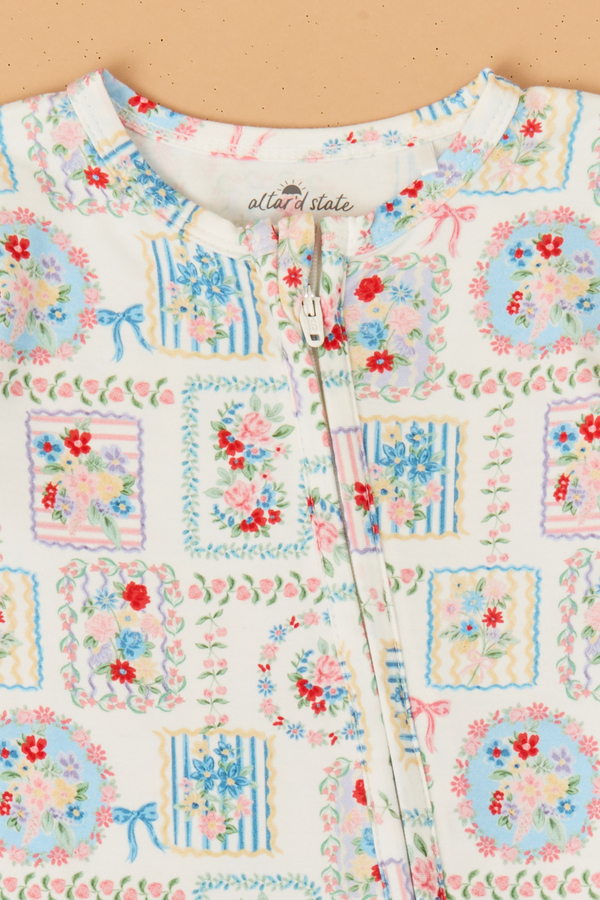 Finley Floral Patchwork Footie Detail 3 - Altar'd State
