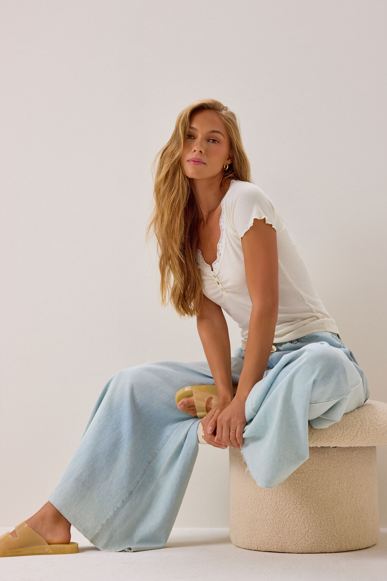 Dyana Henley Lace Trim Tee