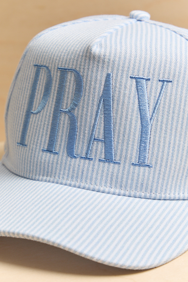 Striped Pray Trucker Hat Detail 2 - Altar'd State