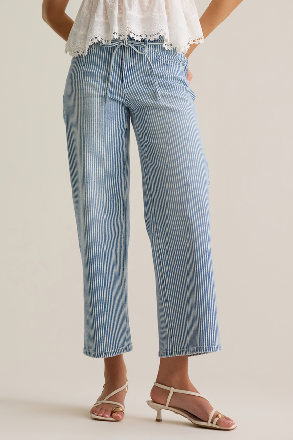 Peyton Stripe Denim Pant Detail 2 - Altar'd State