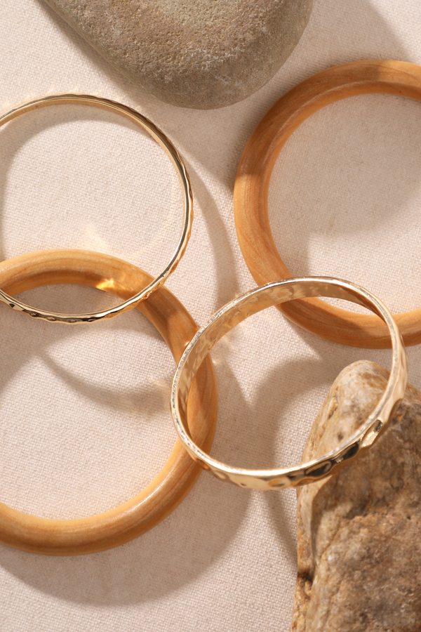 Bonnie 4PK Wood Bangle Detail 3 - Altar'd State