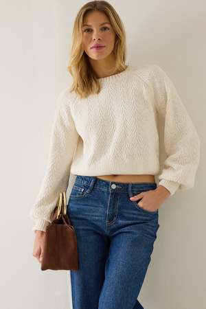 Alyssa Leaf Chenille Sweater - Altar'd State - 