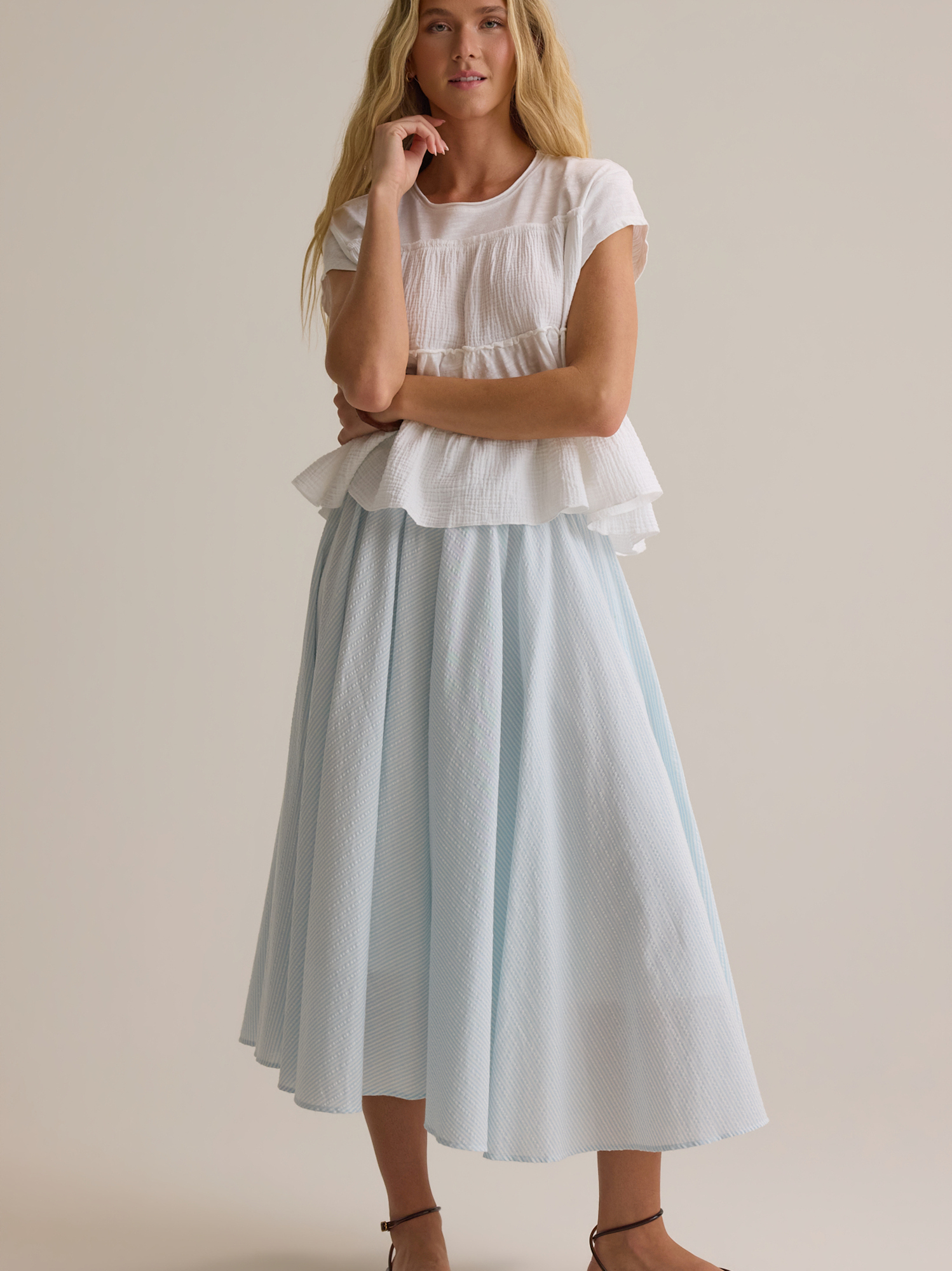 Mara Tiered Babydoll Top in White | Altar'd State