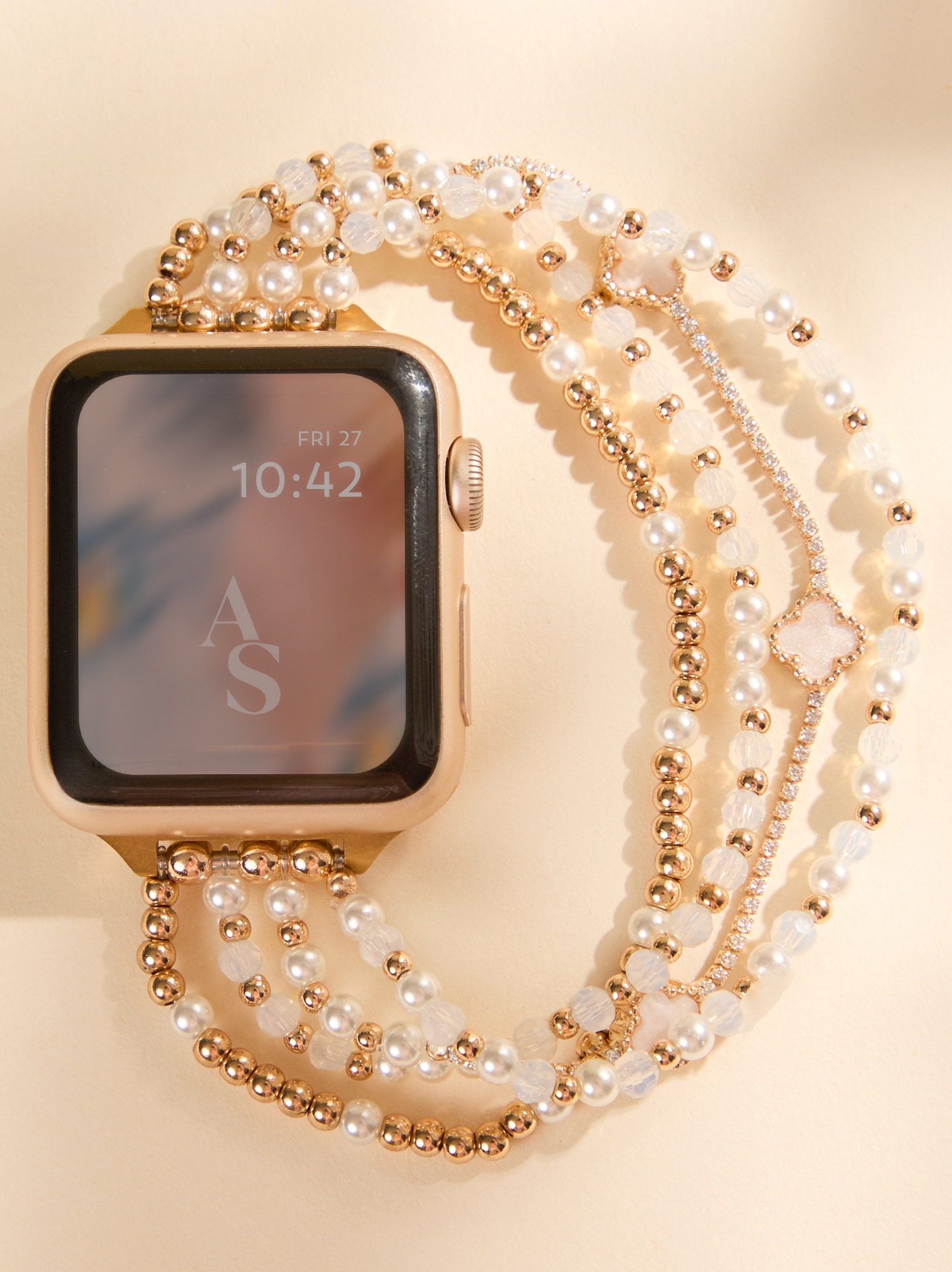 Sparkling Clover Smart Watch Band in Gold | Altar'd State