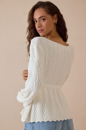 Hayley Knit Tie Sweater - Altar'd State - 