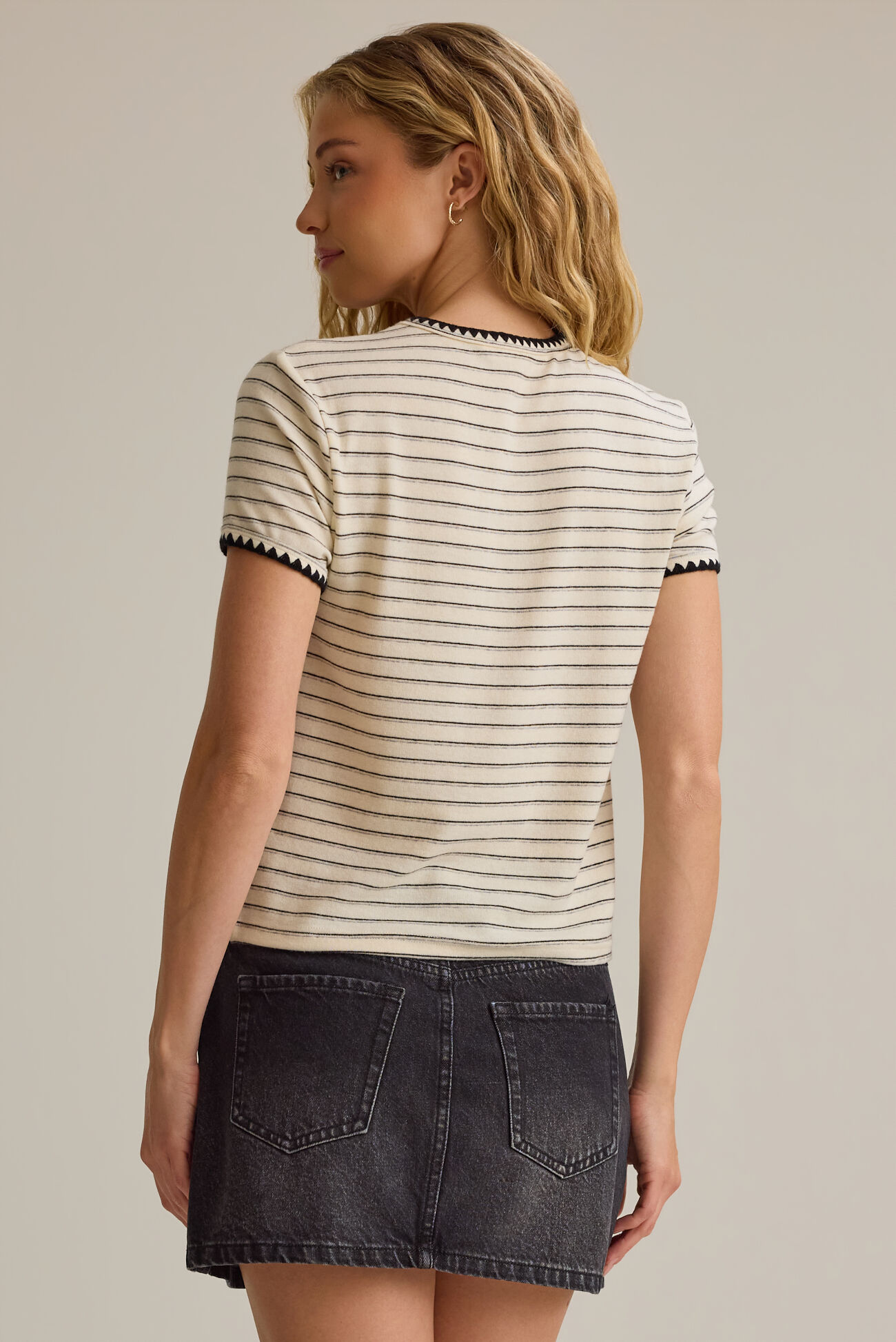 Aleah Striped Whipstitch Tee