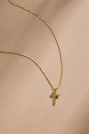 18k Gold Faithful Cross Charm Necklace - Altar'd State