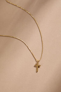 18k Gold Faithful Cross Charm Necklace Detail 2 - Altar'd State
