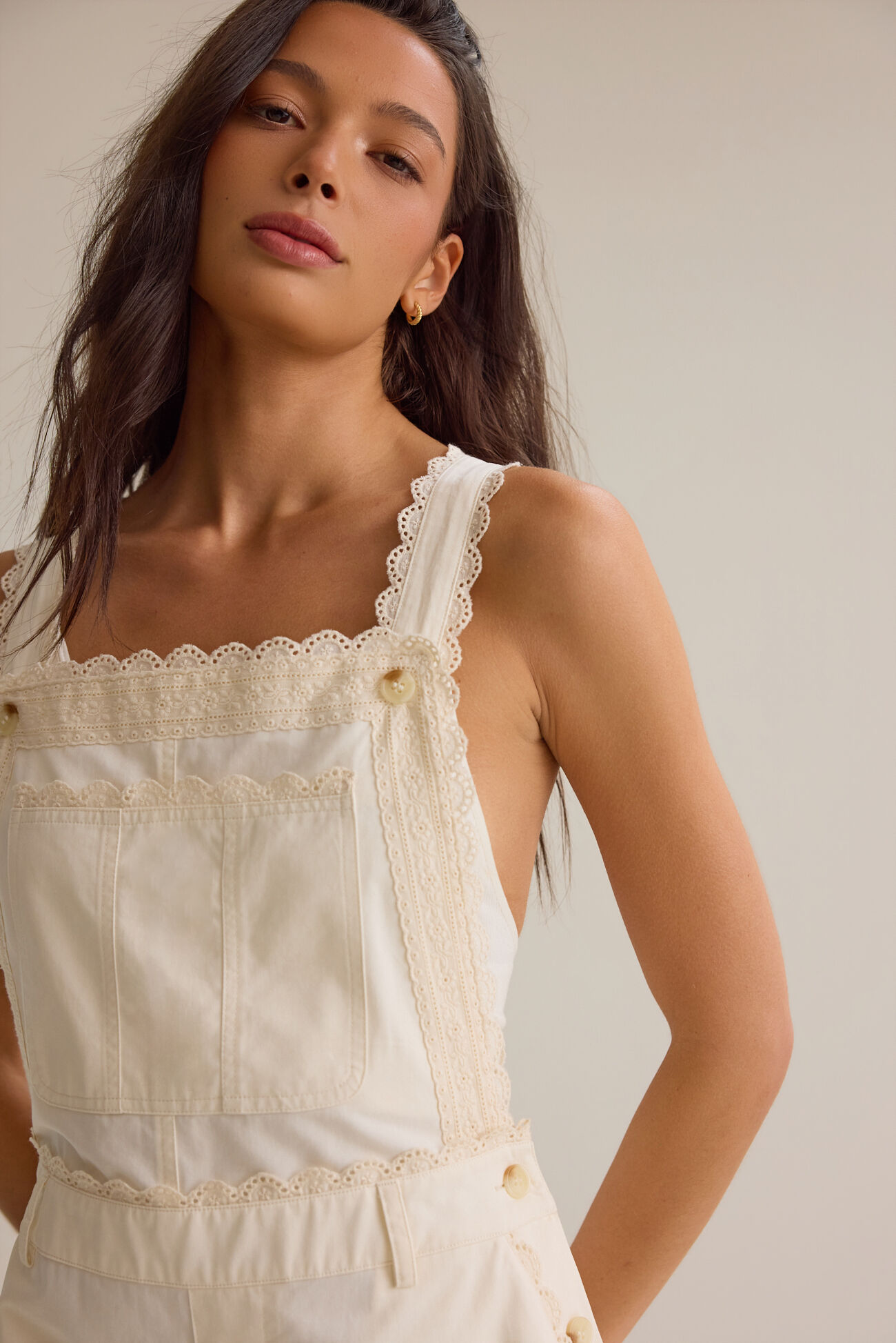 Ivy Lace Trim Overalls