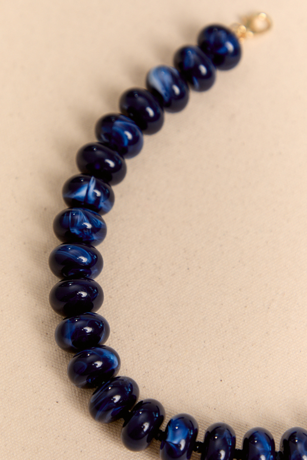 Indigo Swirl Statement Bead Necklace Detail 3 - Altar'd State
