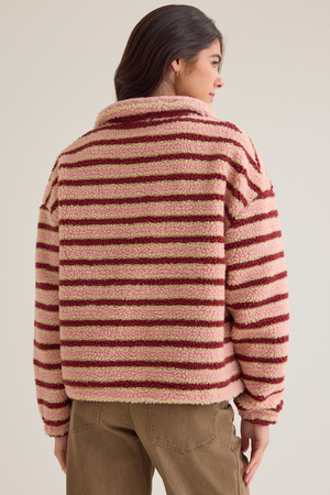Chloe Striped Sherpa Pullover - Altar'd State - 