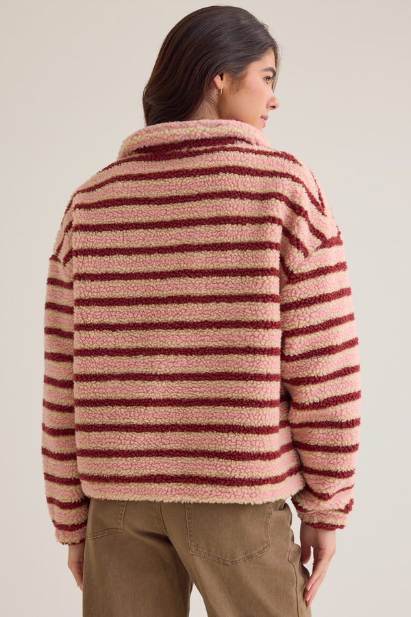 Chloe Striped Sherpa Pullover Detail 5 - Altar'd State