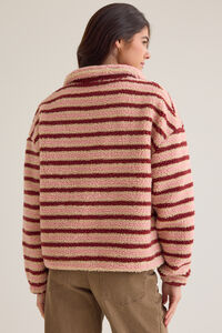 Chloe Striped Sherpa Pullover Detail 5 - Altar'd State