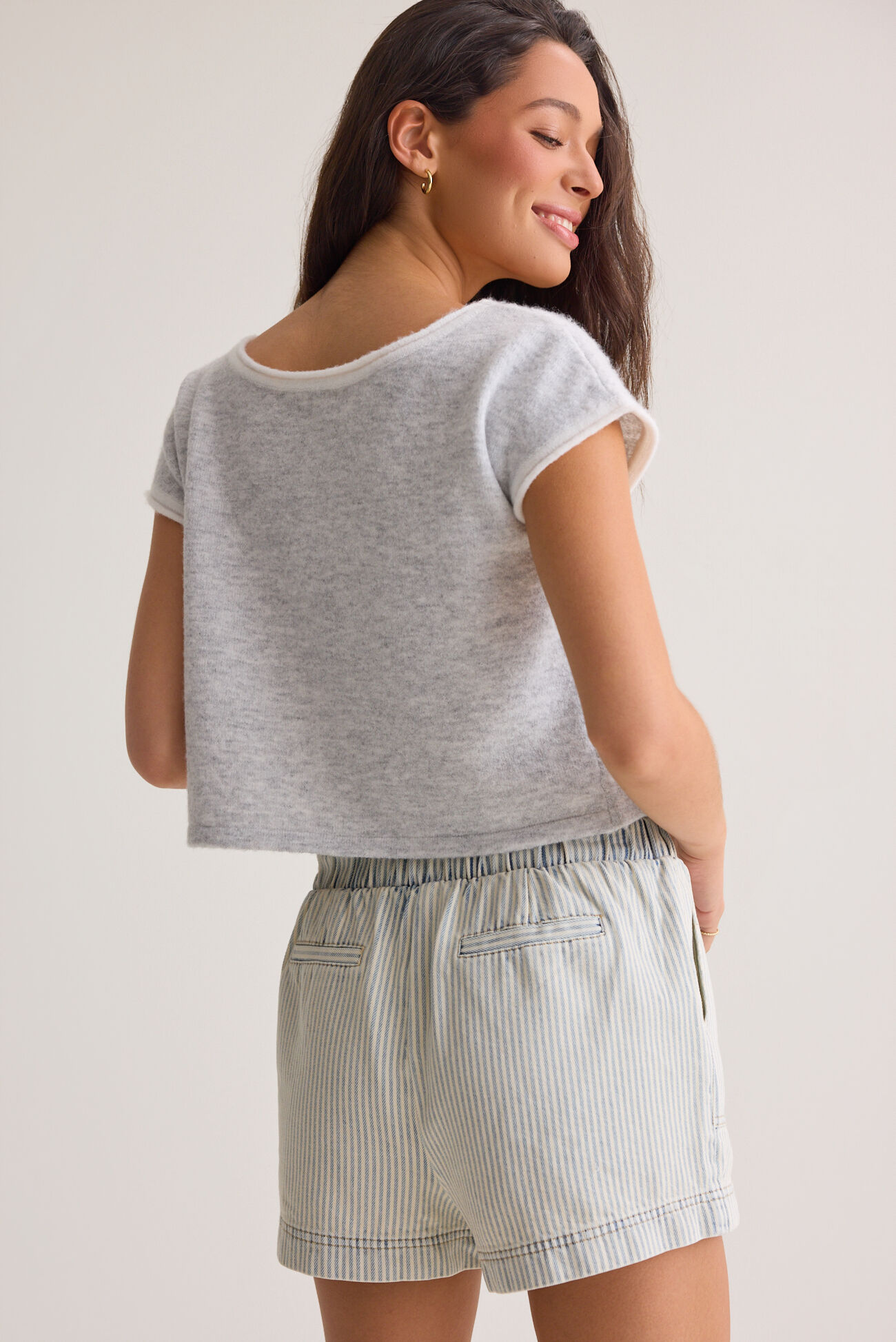 Karcie Striped Paper Bag Shorts