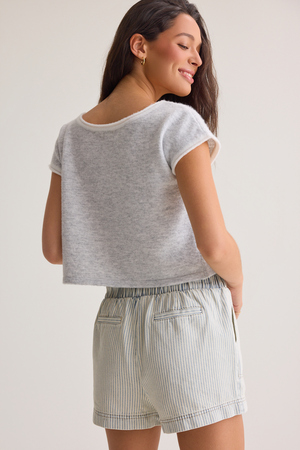 Karcie Striped Paper Bag Shorts - Altar'd State - 