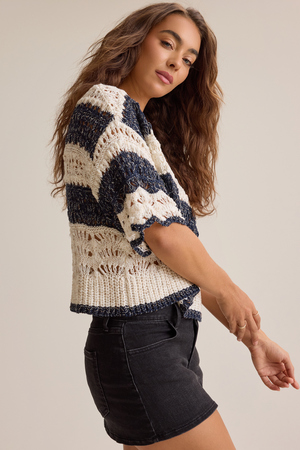 Greta Woven Striped Pullover - Altar'd State