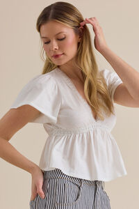 Nia Crochet Babydoll Tee Detail 4 - Altar'd State